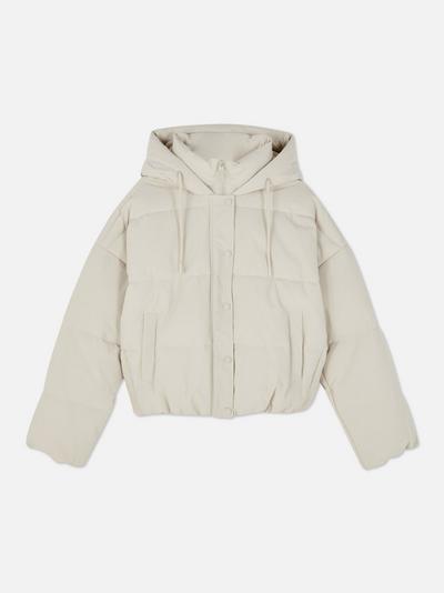 Cropped Textured Puffer Jacket