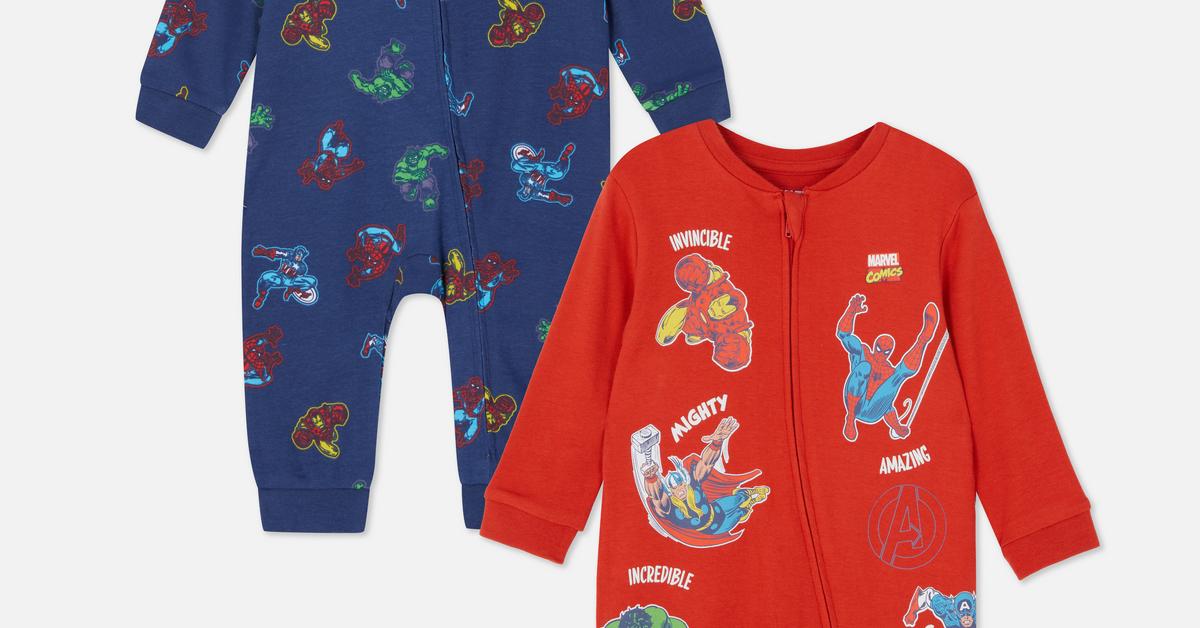 Pack de 2 pijamas de una pieza Marvel | Básicos de moda bebé | Moda para bebés y recién nacidos | Ropa para niños | Todos los productos Primark | Primark
