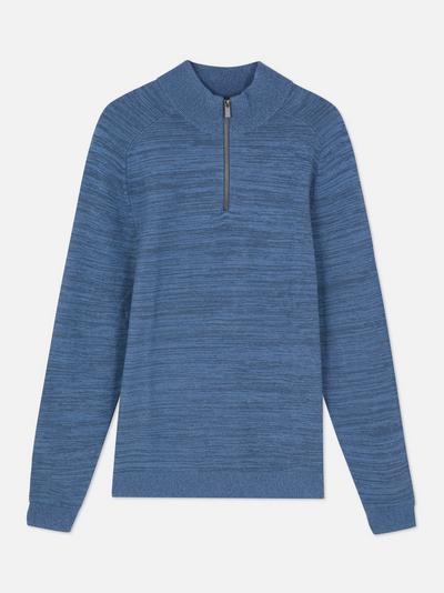 Zip-up Knitted Cotton Jumper