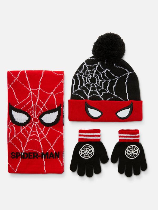 Marvel Spiderman Boys Set Hat Scarf and Gloves Winter 