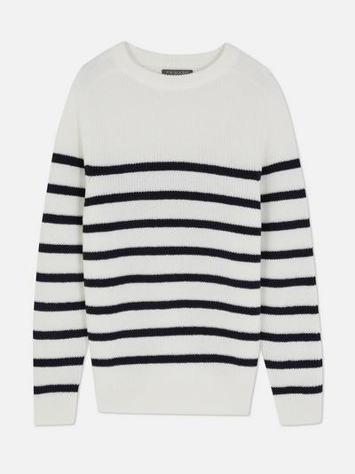 Knitted Striped Crew Neck Jumper