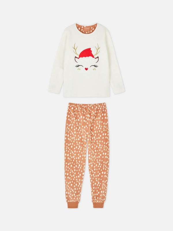 Pyjama mit Rentiermotiv aus Kunstsherpa