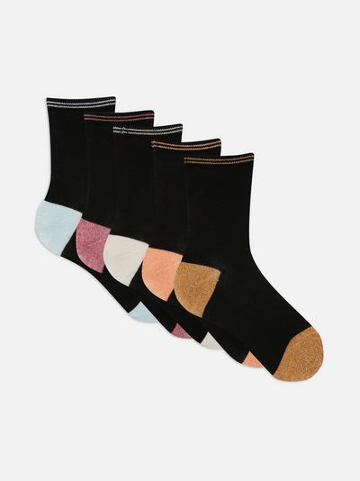 Contrasterende lage sokken, 5 paar