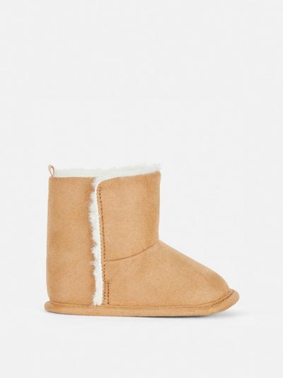 Faux Fur Lined Bootie Slippers