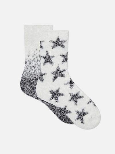Pack de 2 pares de calcetines en tejido rizado con estrellas