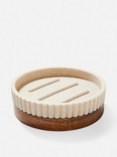 Seifenschale aus Kunstharz mit Holzoptik