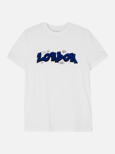 Camiseta de algodón con estampado de grafiti de London