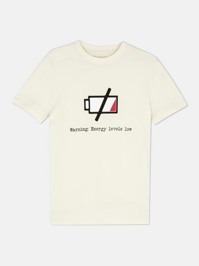 T-Shirt mit „Low Battery“-Print