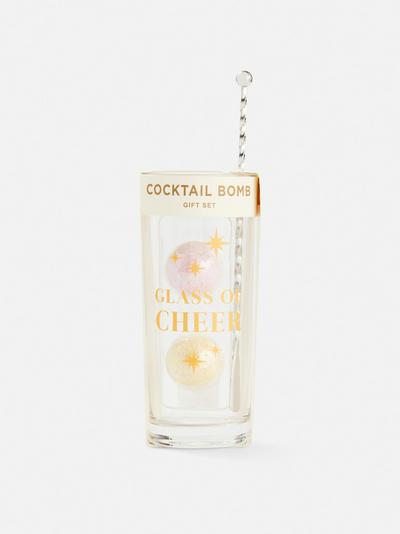 Cocktailglas mit Strohhalm, Geschenkset