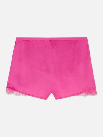 Lace Trim Satin Pyjama Shorts