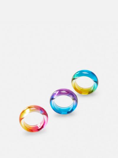 Ringen van hars met kleurverloop, set van 3