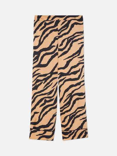 Tiger Print Satin Pyjama Trousers