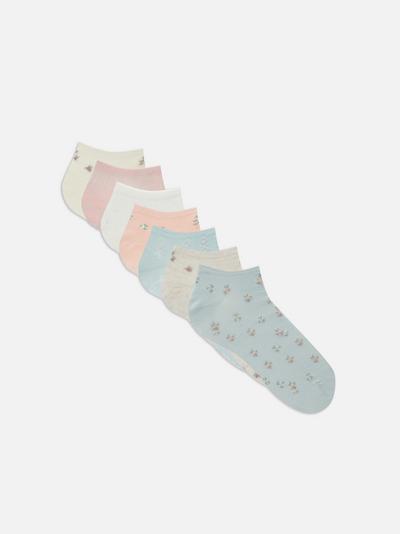 Pack 7 pares meias ténis padrão floral