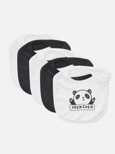 5-Pack Terrycloth Panda Bibs