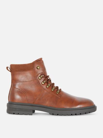 Faux Leather Walking Boots