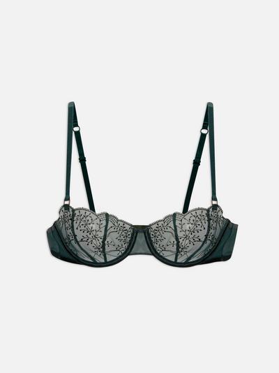 Leaf Embroidered Non-Padded Balcony Bra