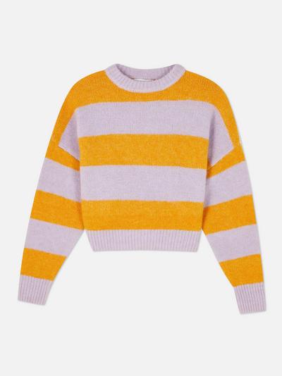 Krajši pulover z barvnimi bloki