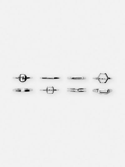 Pack de 8 anillos geométricos