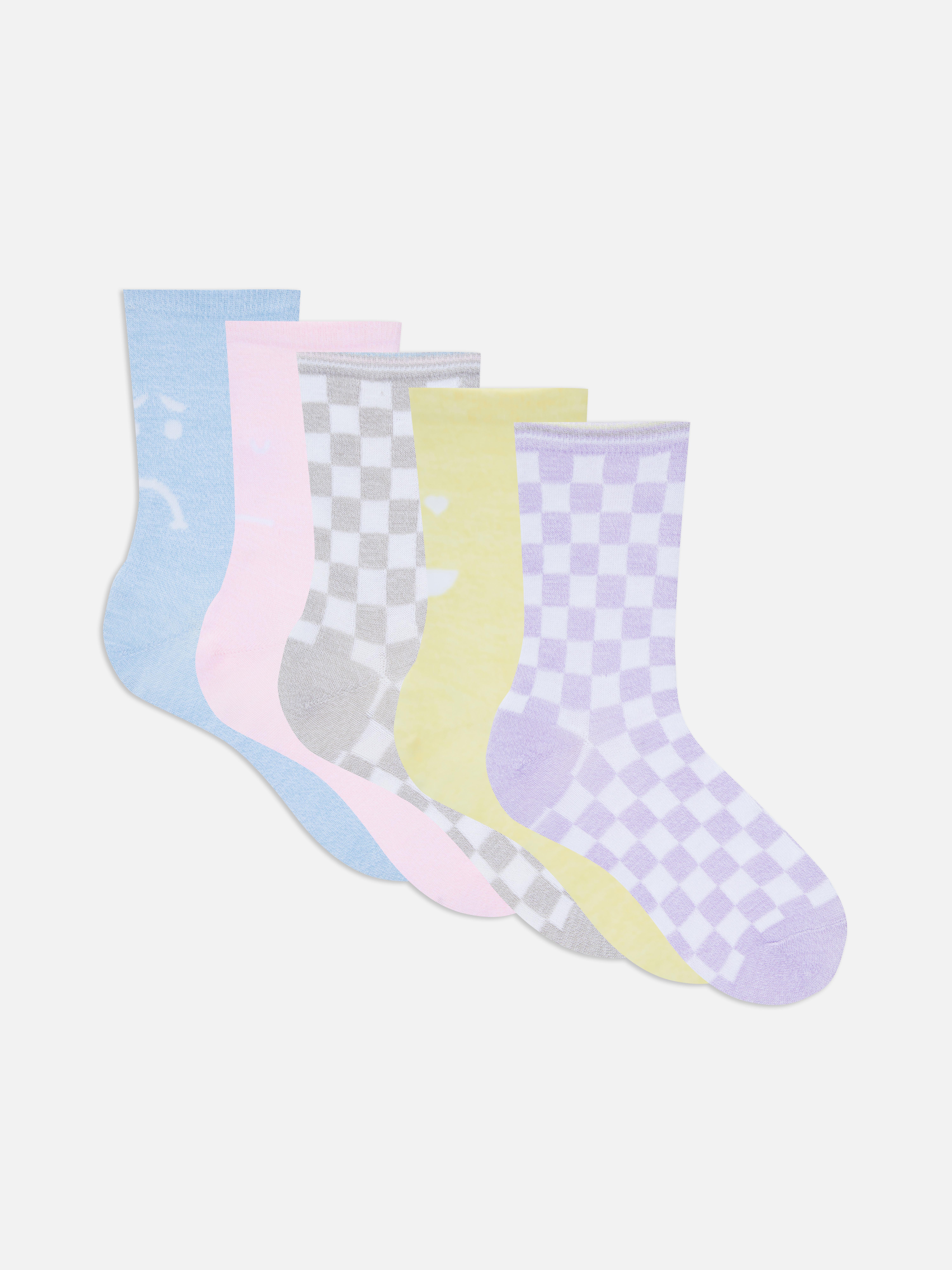 5Pack Lettuce Hem Color Block Socks Women's Socks & Tights Women's