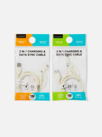 2 in 1 1m Charging and Data Sync Cable