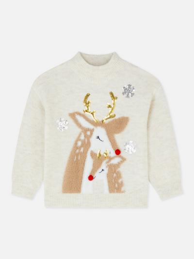Reindeer Sequin Fleece Sweater