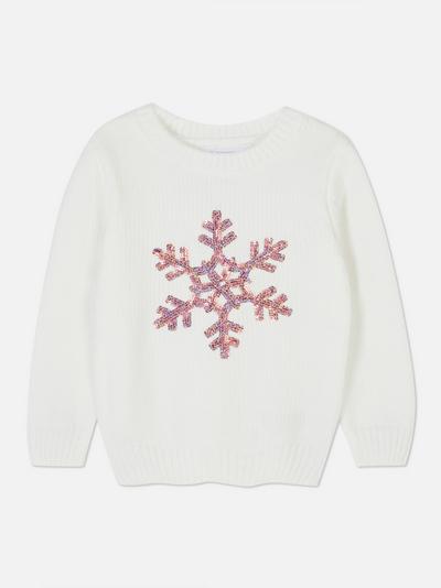 Chenille-Pullover mit Schneeflocke