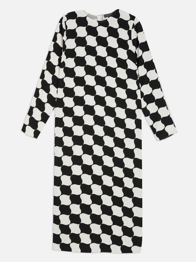 Swirl Checkered Midi Dress