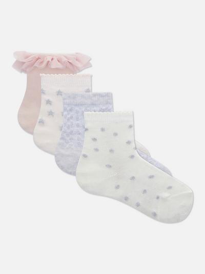 4 Pack Frilled Fairy Ankle Socks