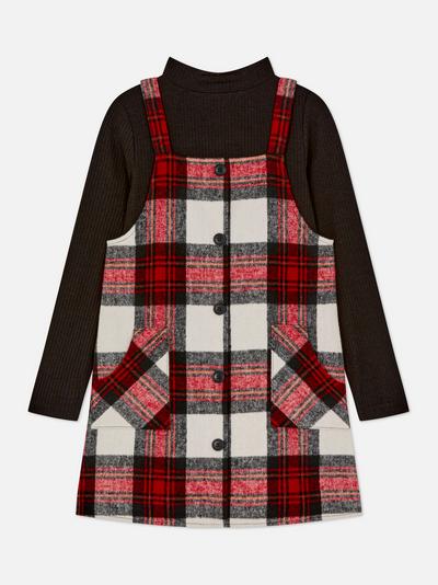 Two-In-One Check Print Dress