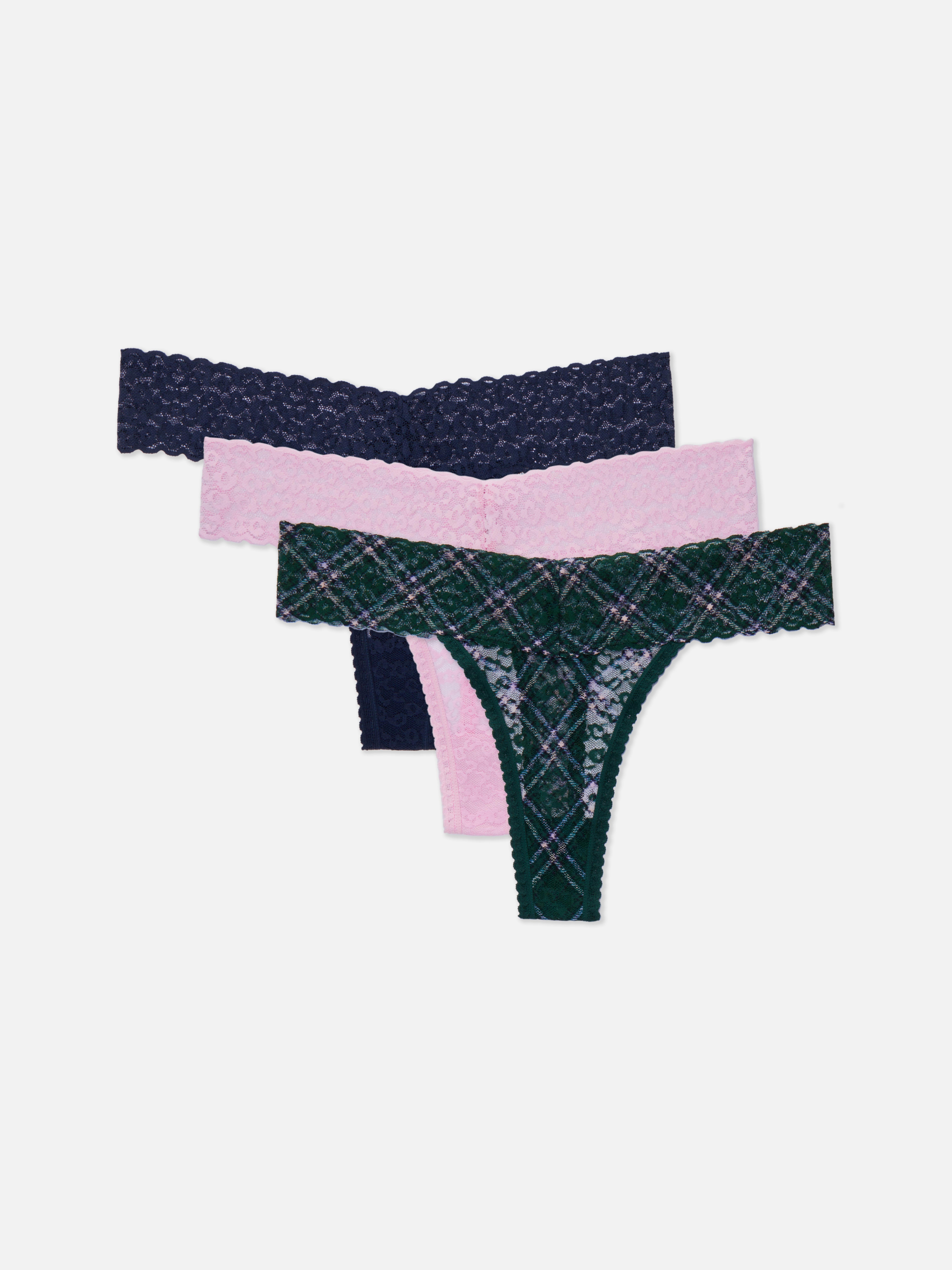 Kanten string met stretch, set van 3 Onderbroeken & slips Lingerie