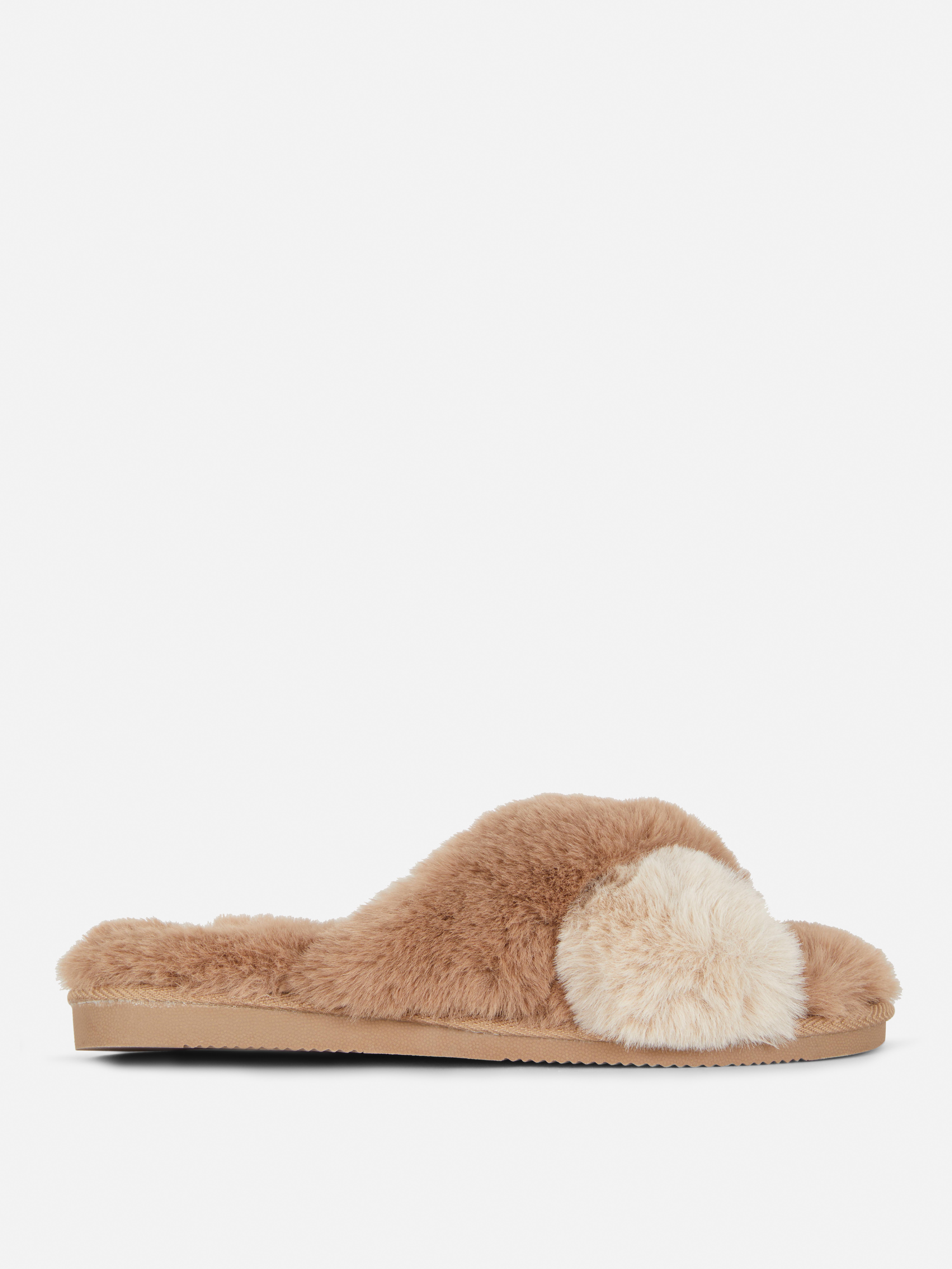 Cross Strap Faux Fur Slippers Women's Slippers Women's Shoes