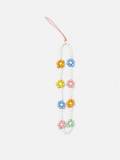 Telefon-Charm mit Blumen und Perlen