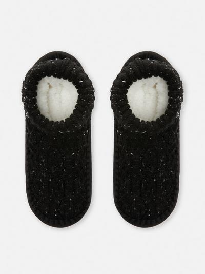 Fleece Lined Cable Knit Slippers
