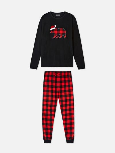 Pijama navideño con estampado de oso