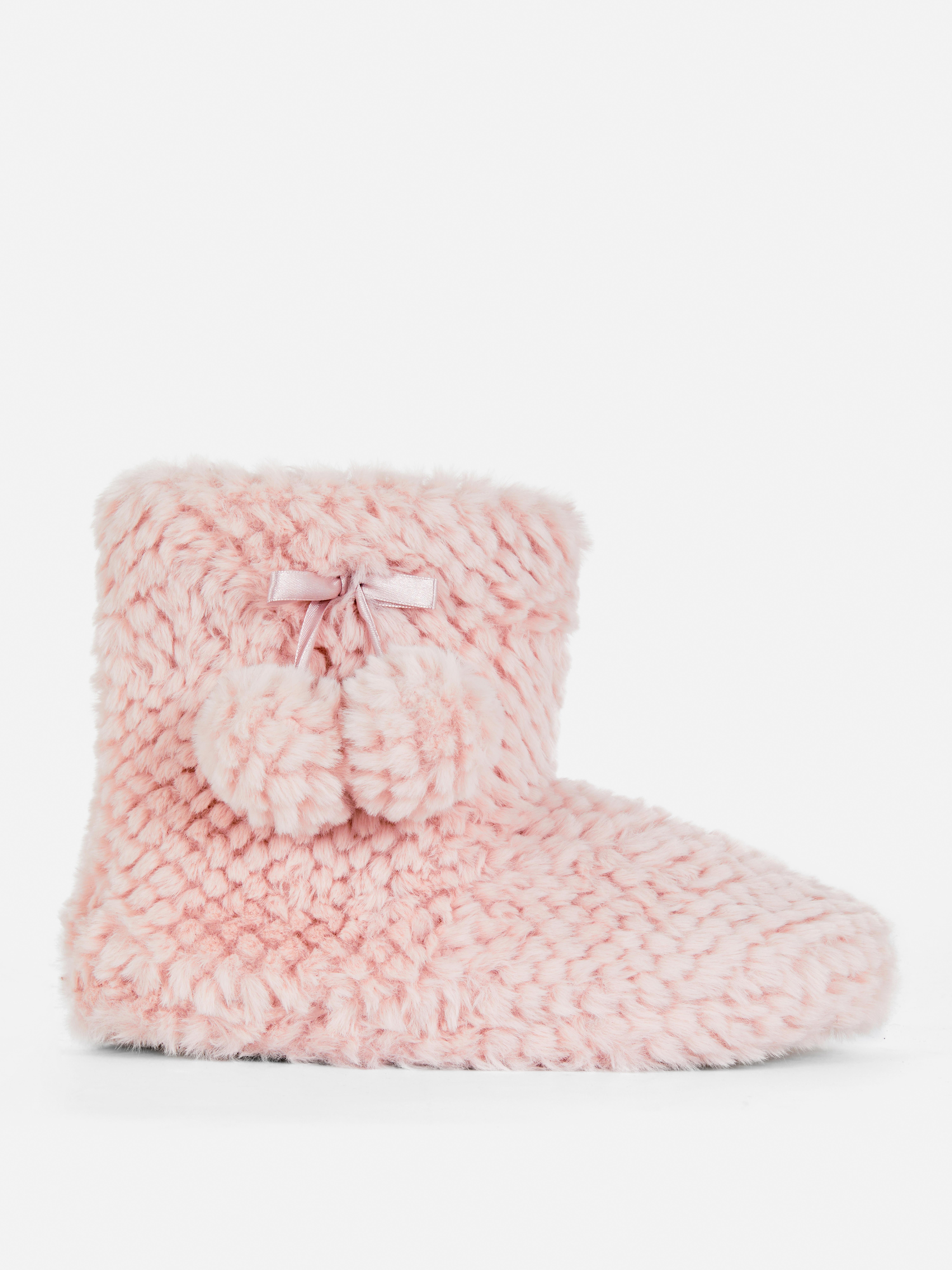 Faux Fur Textured Booties Women's Slippers Women's Shoes & Boots