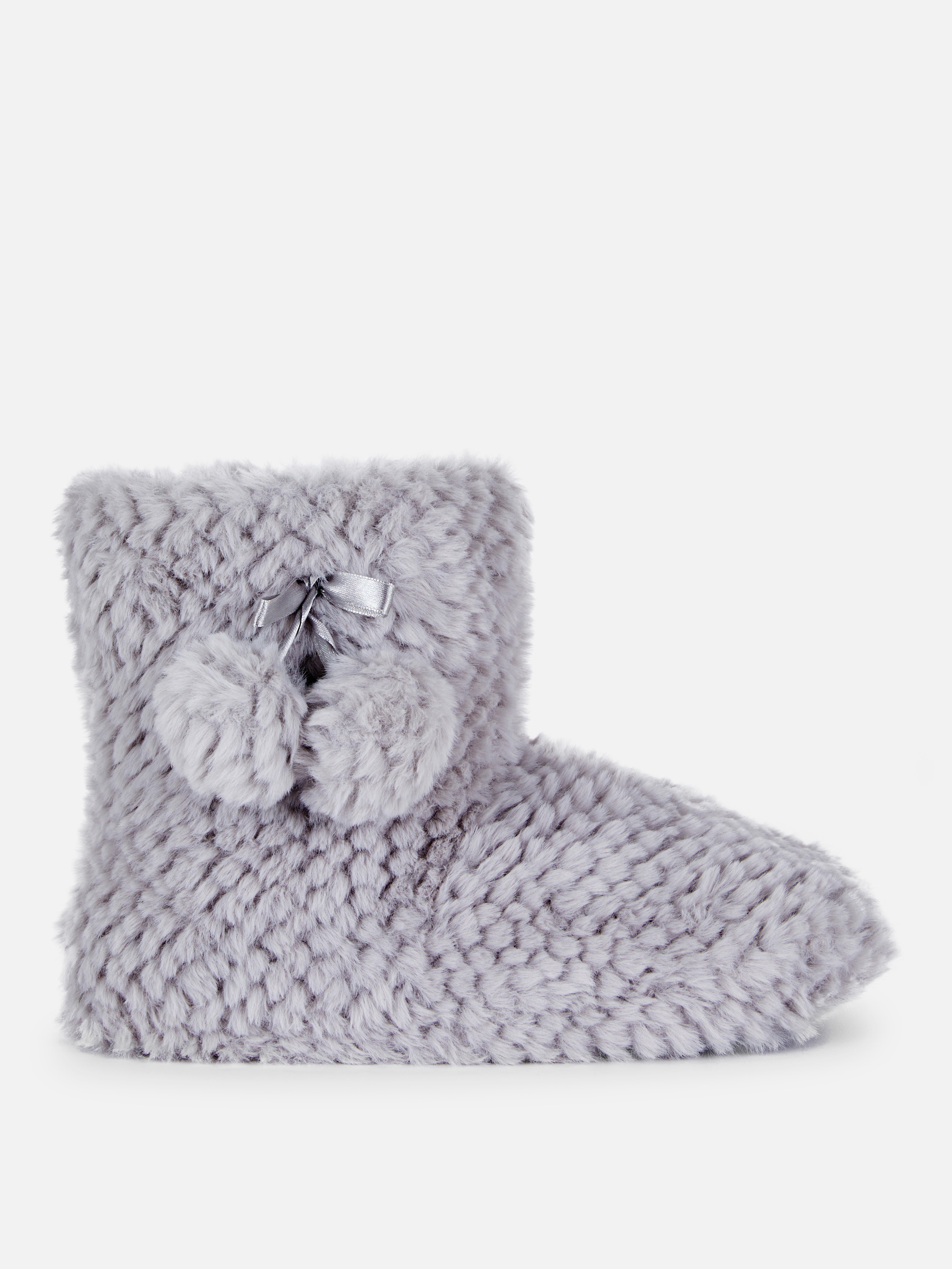 Faux Fur Textured Booties Women's Slippers Women's Shoes & Boots