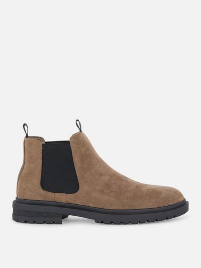 Faux Suede Chunky Chelsea Boots
