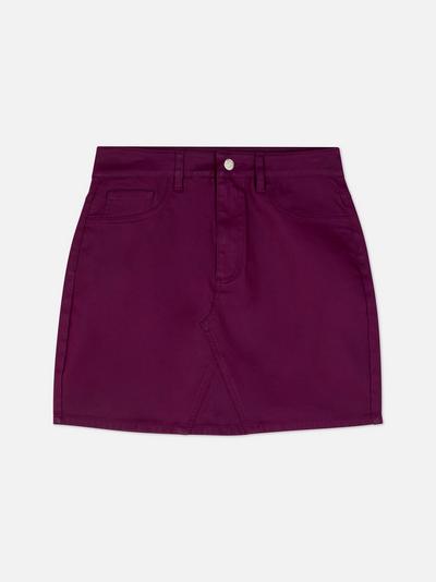 Coated Denim Mini Skirt