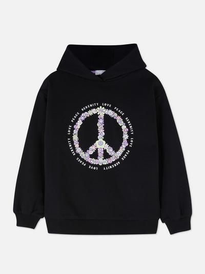 Hoodie met print van vredessymbool