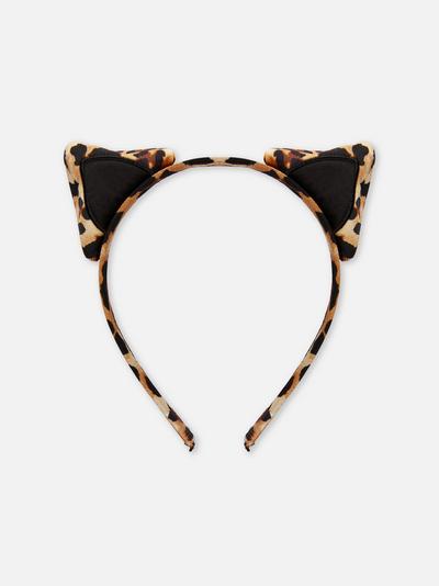 Diadema con orejas de leopardo