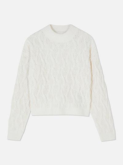Cable Knit High Neck Jumper