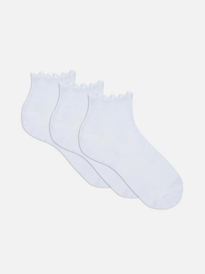 Pack de 3 pares de calcetines con dobladillo fruncido