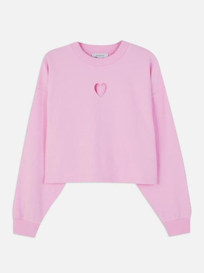 Heart Cutout Cropped Sweatshirt