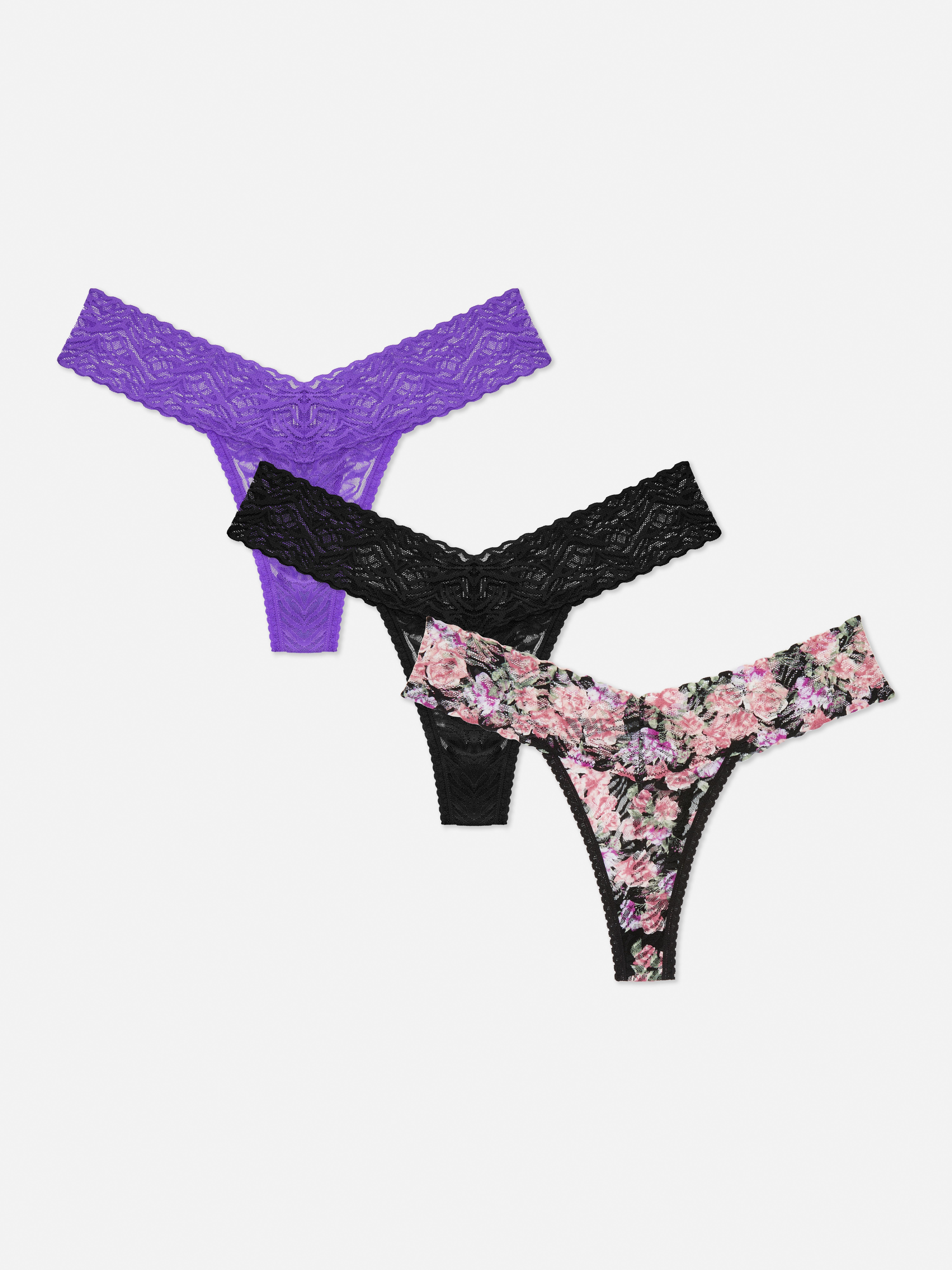 Pack de 3 tangas de encaje estampados | Braguitas | Lencería y ropa interior | para mujer | Nuestra línea moda femenina | Todos productos | Primark España