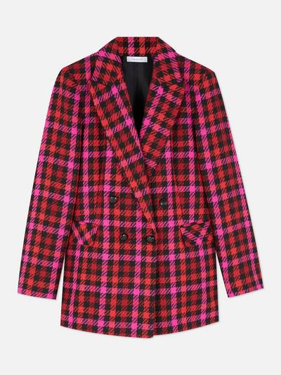 Checked Double-Breasted Blazer