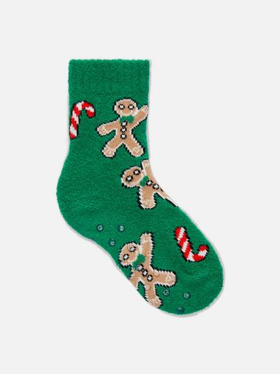 Gebreide sokken met kerstmotief