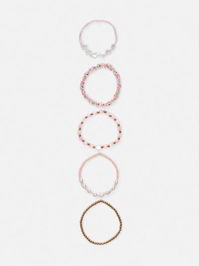 5 braccialetti con perline