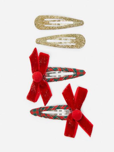 4-Pack Christmas Hair Clips