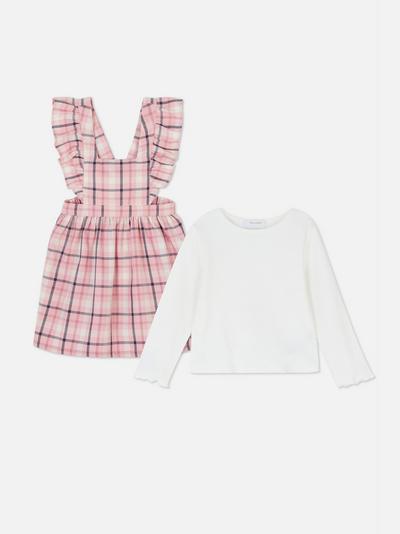 Two In One Check Pinafore Dress Set