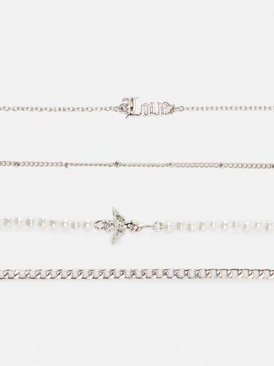 4-Pack Silver Gothic Bracelets